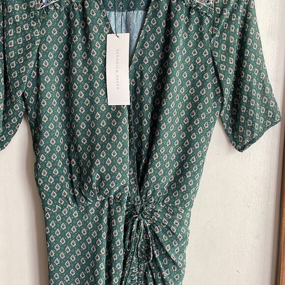Veronica Beard Mariposa Silk Midi Dress Seagrass Green Multi - Picture 6 of 16